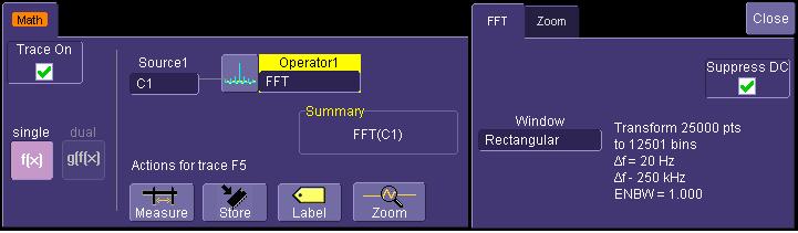 bottom of the display, the Math trace will turn ON, and the last selected Math Operator will be chosen as the current operator. 2.