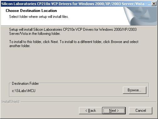 Preparations Click Browse to specify the path that CP2102 driver is to be installed