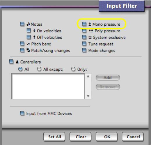 By default the Motif s internal sequencer and many external sequencers disable the recording of Aftertouch, so you need to be aware of this and enable
