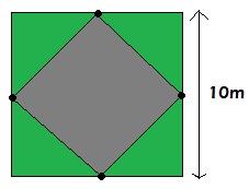 Q16.5. A square garden consists of four triangular lawns and a square patio.