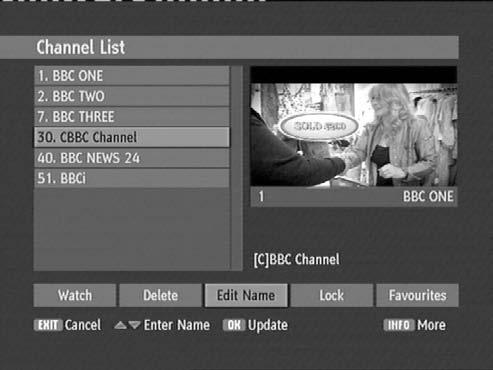 Using the Set Top Box Channel List The Channel List presents a list of all channels found during the channel search described earlier. The list comprises radio and TV channels.