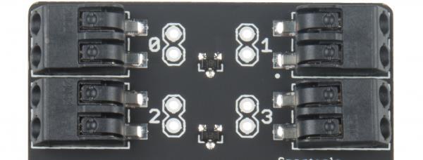 Each one can be connected to one (or more) buttons. To add a connection, simply push the stripped end of a wire into the hole on the connector.