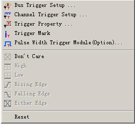 Step6. Trigger Range Setup Click icon or click Trigger Property from the Trigger on the Menu Bar. Then, Click the Trigger Range, the dialog box will appear as shown in Fig4-16.