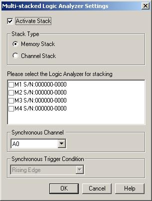 Fig 3-86: Multi-stacked Logic Analyzer Settings Dialog Box See Section 4.12 for detailed instructions.