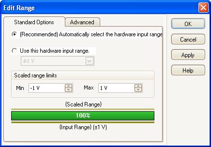 Select ±1 V to bring up the Edit Range window.