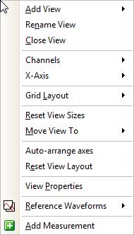 7.1 Accessing views menu Access the Views menu either via the Menu bar or by right-clicking in the signal view.