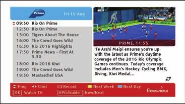 To view the guide press the MENU button on your remote and select EPG.