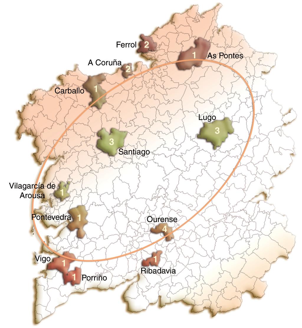 O papel dos viveiros de empresa en Galicia Gráfico 1: Distribución xeográfica dos viveiros galegos Fonte: elaboración propia 8.3.