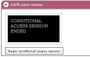 CAM User Menu User Menu of the Conditional Access Module (CAM) Click on the Settings menu on the left of the general programme screen and click again on the CAM User Menu.