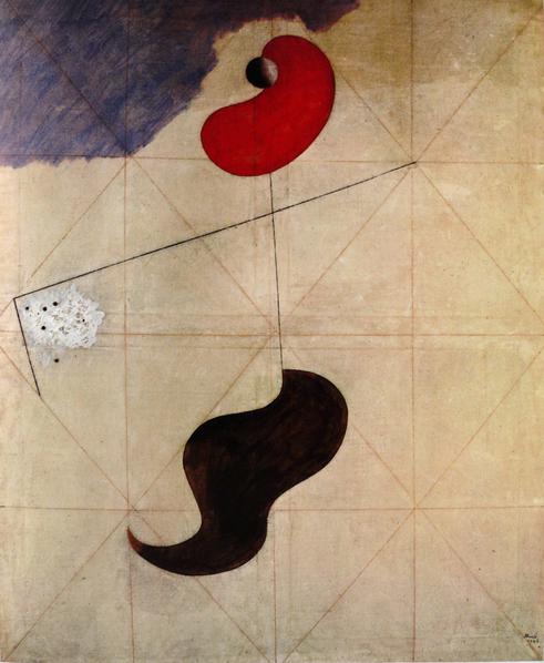 Prikaz 73: Joan Miró, Katalonec, 1925, 100x81 cm, olje na platnu V nekoliko stiliziranem Kataloncu (Prikaz 73) je prisotna popolnoma enaka mreža kot pri predhodnem (Prikaz 72), le da v tem primeru