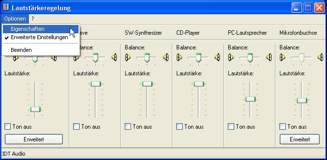 Figure 3-14: loudness control In the "Properties" window which has now been opened, select the