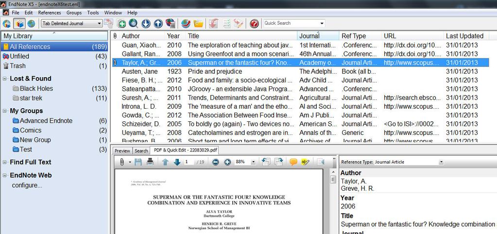 EndNote View, highlight and add notes to PDF copies of articles Endnote adds