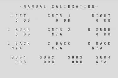 Main Menu, Navigation and Setup Cont... 4. Calibrate Room Setup Calibrate volume is where a relative output level for each speaker is set.