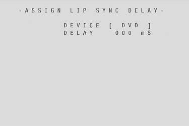 Main Menu, Navigation and Setup Cont... F. Assign Lip Sync Delay To adjust the Lip Sync options, Use the arrow keys to navigate to the text to the right of the device label.