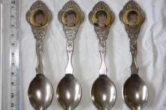 Nems Button of Beatles Beatles spoons with faces of George, Ringo,