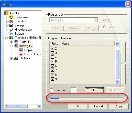 4. Then Click Program Scan to start the searching process. The application comes with a default frequency table therefore the application will use this table to search for active channels/programs.
