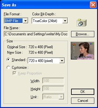 2. From the File Format drop-down menu, select the format for saving the captured image. 3.
