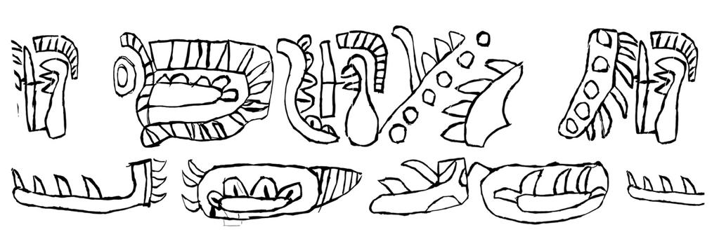 Fig. 2. Ceramic vessel, Museum of Anthropology at the University of Kansas, Lawrence, Kansas A0668-0593. Composite line drawing prepared by present author.