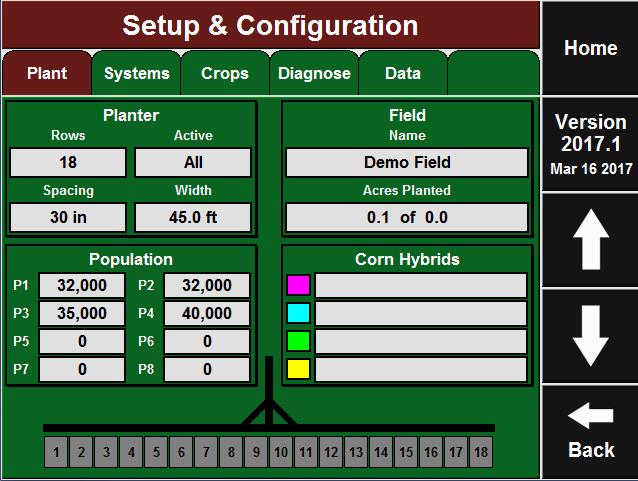 Plant Tab Plant Tab Overview The Plant tab contains most of the general setup to configure the planter and