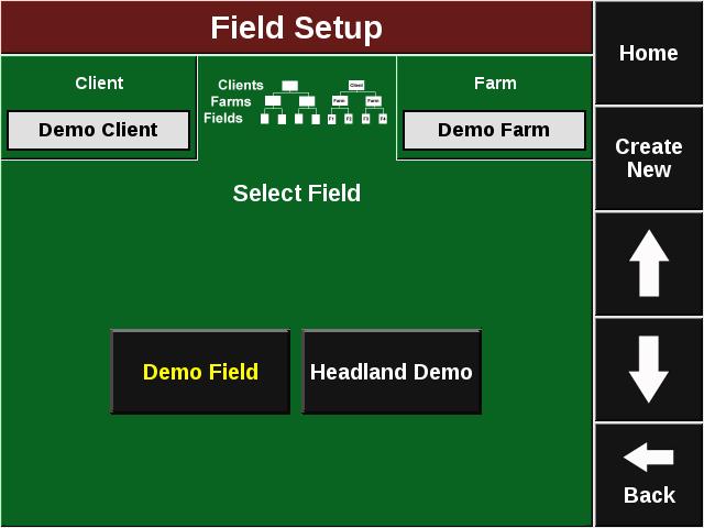 Soil System Select the Soil System installed if SmartFirmer is installed on this planter. Field Setup Overview Field Setup is accessed by selecting on the Field quadrant of the Plant tab.