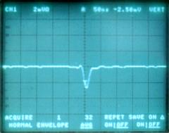 3 FIG. 2: A typical PMT noise signal. These were observed with the tubes powered to a nominal high voltage and with a 50 Ohm termination at the oscilloscope. FIG. 3: A single-photon multichannel analyzer peak for infrared PMT number 1.