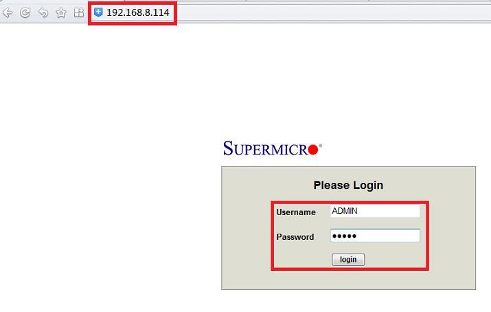 5.2 Input User Name ADMIN and Password ADMIN to log in SUPERMICR