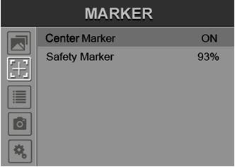 2-2-2. Marker ITEMS OPTIONS Center Marker ON, OFF Safety Marker OFF, 95%, 93%, 90%, 88%, 85%, 80% 2-2-3.