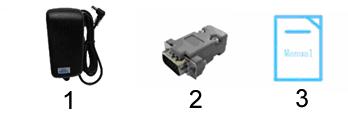 4. ACCESSORIES 1. DC 12V Power adapter 1 piece 2. TALLY connector 1 piece 3. Manual 1 piece 5.