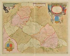 Willdey, 1715, large engraved map on two conjoined sheets, contemporary outline colouring, decorative cartouche and mileage scale and an inset cartouche advertising items sold in George Willdey s