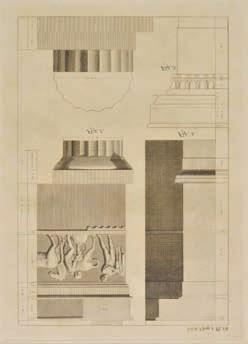 Revett (Nicholas), A collection of fortyeight engravings, circa 1790, uncoloured engravings of architectural reliefs and elevations, capitals, statues and plans, all mounted in good lined mounts,