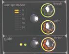 The second (lower) module can function as a gate, a ducker or a compressor with an external sidechain, according to the gate/duck/comp button to its left.