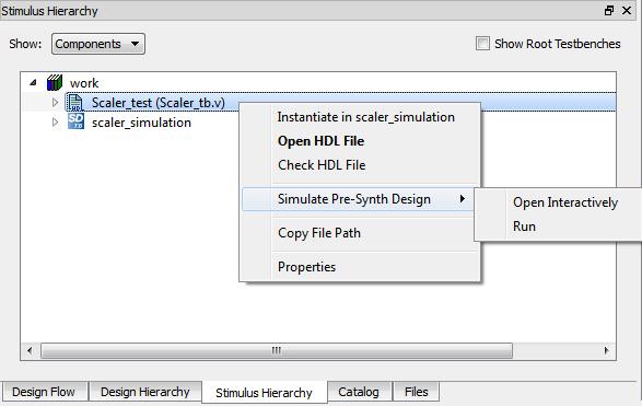 Figure 15 Simulating Pre-Synthesis Design The ModelSim tool appears with the testbench file loaded into itas shown