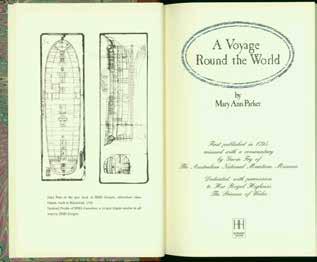 50 Parker, Mary Ann. A VOYAGE ROUND THE WORLD. First published in 1795, reissued with a commentary by Gavin Fry of The Australian National Maritime Museum.