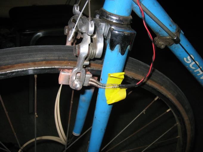The Schwinnaphone features a push button switch that is located on the large gear derailer.