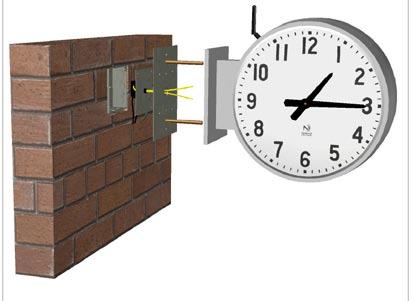 (Securely mounted Deep 4 Square box.) Wall Mounting shown. Ceiling Mount is also possible by rotating the clocks on mounting ring. Clock Size A B C Width 12 13.5 15.5 1.0 9.