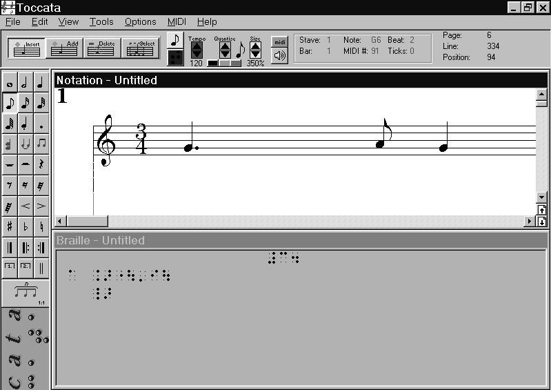 Getting Started with Toccata You may also display both together by selecting VIEW, BOTH from the Menu.