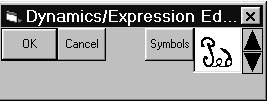 More complex Music Notation Pedal, Pause, Turn, Arpeggio Marks Pedal, Pause, Turn and Arpeggio marks are selected within the Dynamics Editor by clicking the spin buttons after clicking on the Symbols