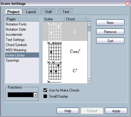 Defining chord symbols 1. Double-click on one of the symbols in the Guitar Symbols tab in the Inspector to open the guitar library.
