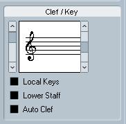 On the Score Settings Staff page 1. Make sure the desired staff is the active staff and open the Score Settings Staff page. The Clef/Key section on the Score Settings Staff page. 2.