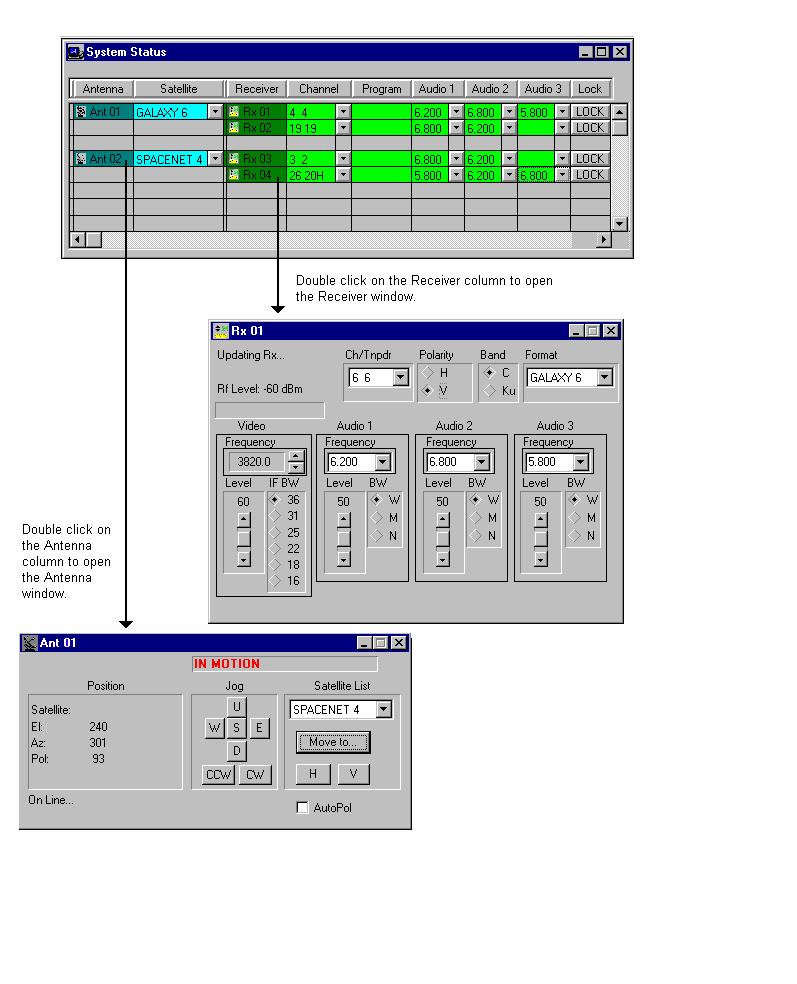 AUTOPILOT DLM SATELLITE DOWNLINK MANAGER USER GUIDE 11 Access to Device Control Panels For more detailed device control, individual control windows can be opened for