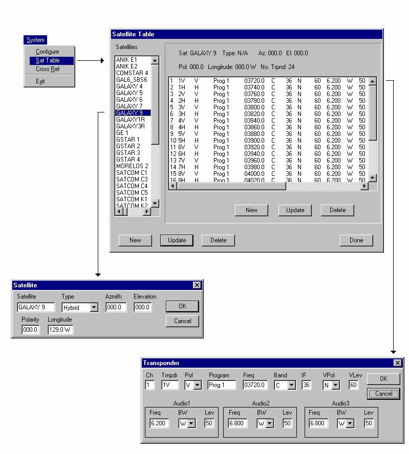 AUTOPILOT DLM SATELLITE DOWNLINK MANAGER USER GUIDE 20 EDITING THE SATELLITE TABLES AUTOPILOT includes a satellite database containing transponder information for