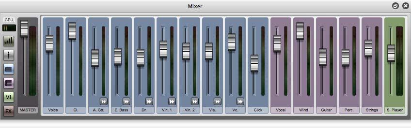 Project 1 Now, let s change the stereo position of the drums to do this you ll need to be able to see all the Mixer controls, so resize it to its largest height (so that it looks like the picture