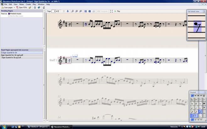 Project 2 Editing scanned music Once the music has been read by PhotoScore Lite, its interpretation of the first page of the violin part pops up in the main window.