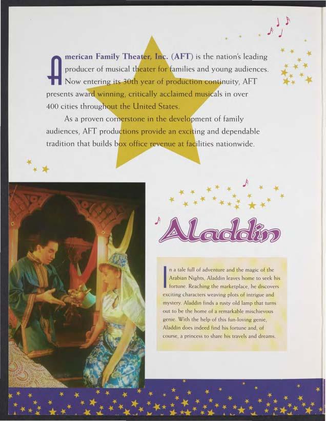merican Family Theater, Inc. (AFT) is the nation's leading producer of musical theater for families and young audiences.