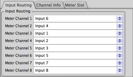 VMeters Manual 4. Meter Settings 4.2 INPUT ROUTING (MULTI-CHANNEL ONLY) This tab allows you to change the channel order on the way into the plug-in.