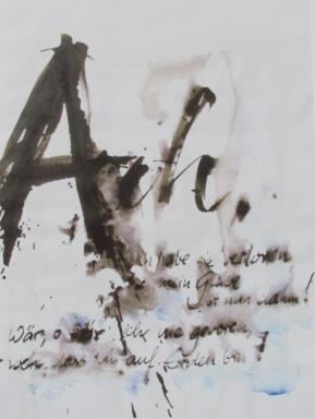 Orpheus & Eurydike Ink and watercolour, written with bird s feather 30 These pieces of writing reference lyrics from