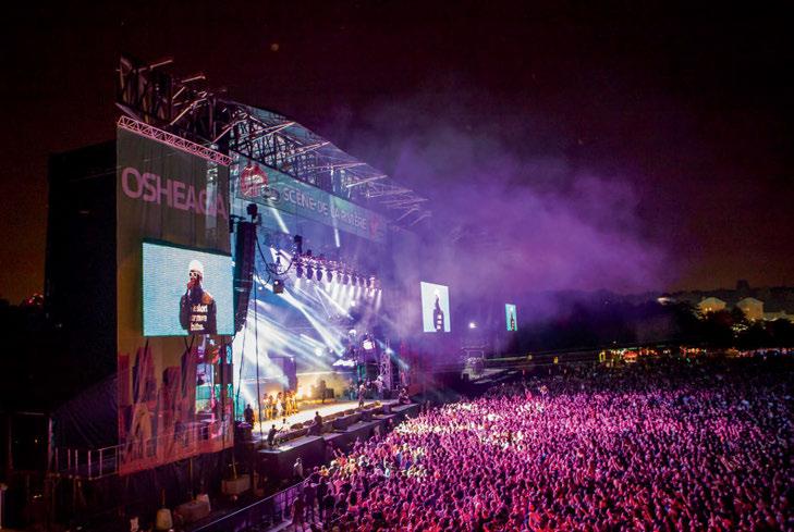 PRODUCTION PROFILE: Osheaga Below: Stageline provided two SAM750 s for the double main stages, River and Mountain; Shlohmo performed on the Elektric Picnic Stage in front of a scrim designed by a