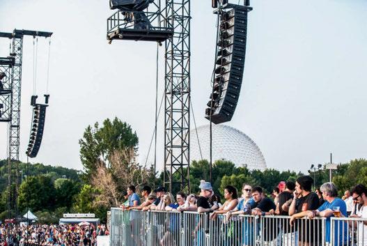 In addition, Solotech also provided a Meyer Sound rider for the main stages including 12 700-HP subwoofers in two rows of six behind each hang, 36 1100LFC low-frequency self-powered loudspeakers