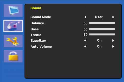 (Advanced Setting) Sound 8. Advanced Setting 8-1 Noise Reduction Reduce the noise in the picture due to poor reception or poor picture quality. (Off/Low/Middle/High).