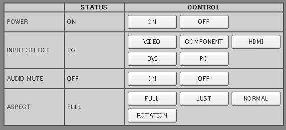 (see below) OPTION CONTROL screen is displayed. (see below) Network Setup screen is displayed. (see page 53) Password setup screen is displayed.
